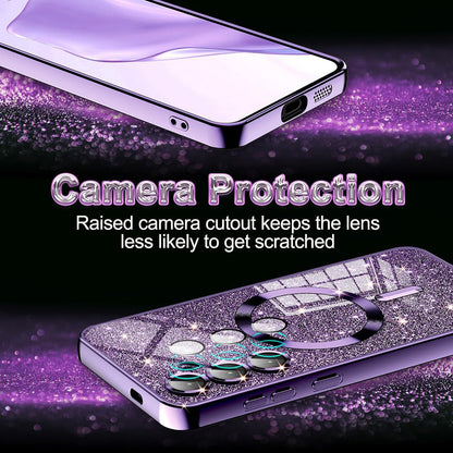 Custodia MagSafe per Apple iPhone 17 Pro, Techsuit, Luxury Glitter, Argento