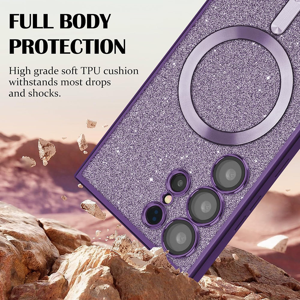 Custodia MagSafe per Apple iPhone 17 Pro, Techsuit, Luxury Glitter, Argento