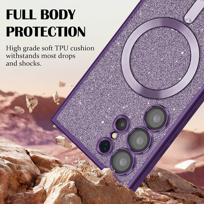 Custodia MagSafe per Apple iPhone 17 Pro, Techsuit, Luxury Glitter, Argento