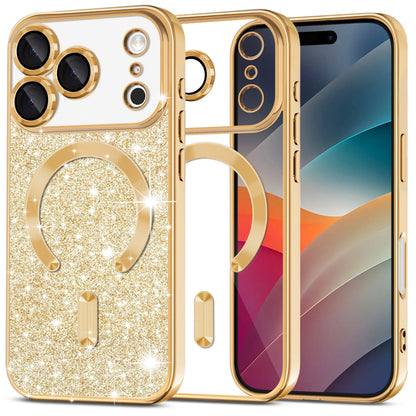 Custodia MagSafe per Apple iPhone 17 Pro, Techsuit, Luxury Glitter, Dorata