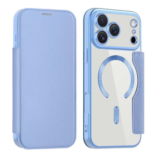 Custodia MagSafe per Apple iPhone 17 Pro, Techsuit, SmartMag Book, Blu