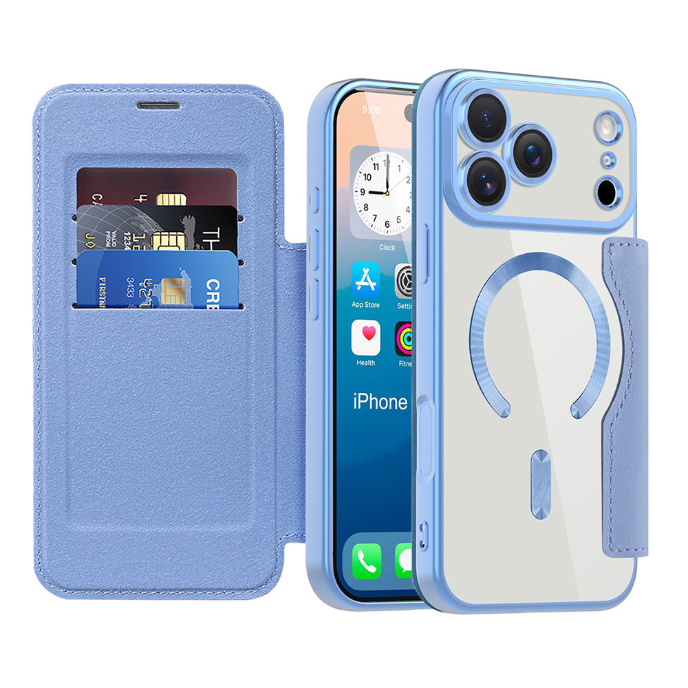 Custodia MagSafe per Apple iPhone 17 Pro, Techsuit, SmartMag Book, Blu
