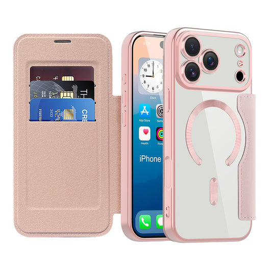 Custodia MagSafe per Apple iPhone 17 Pro, Techsuit, SmartMag Book, Rosa
