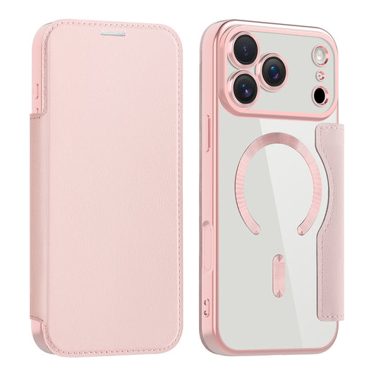 Custodia MagSafe per Apple iPhone 17 Pro, Techsuit, SmartMag Book, Rosa