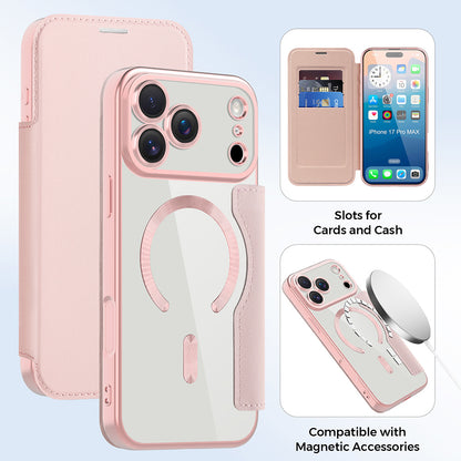 MagSafe Case for Apple iPhone 17 Pro, Techsuit, SmartMag Book, Pink