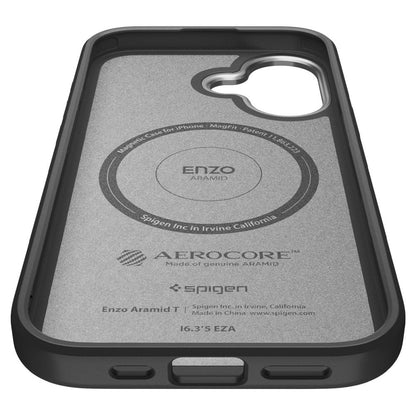 Custodia MagSafe per Apple iPhone 17, Spigen, Enzo Aramid T, Nera Argentata