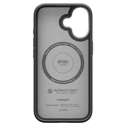 Custodia MagSafe per Apple iPhone 17, Spigen, Enzo Aramid T, Nera Argentata