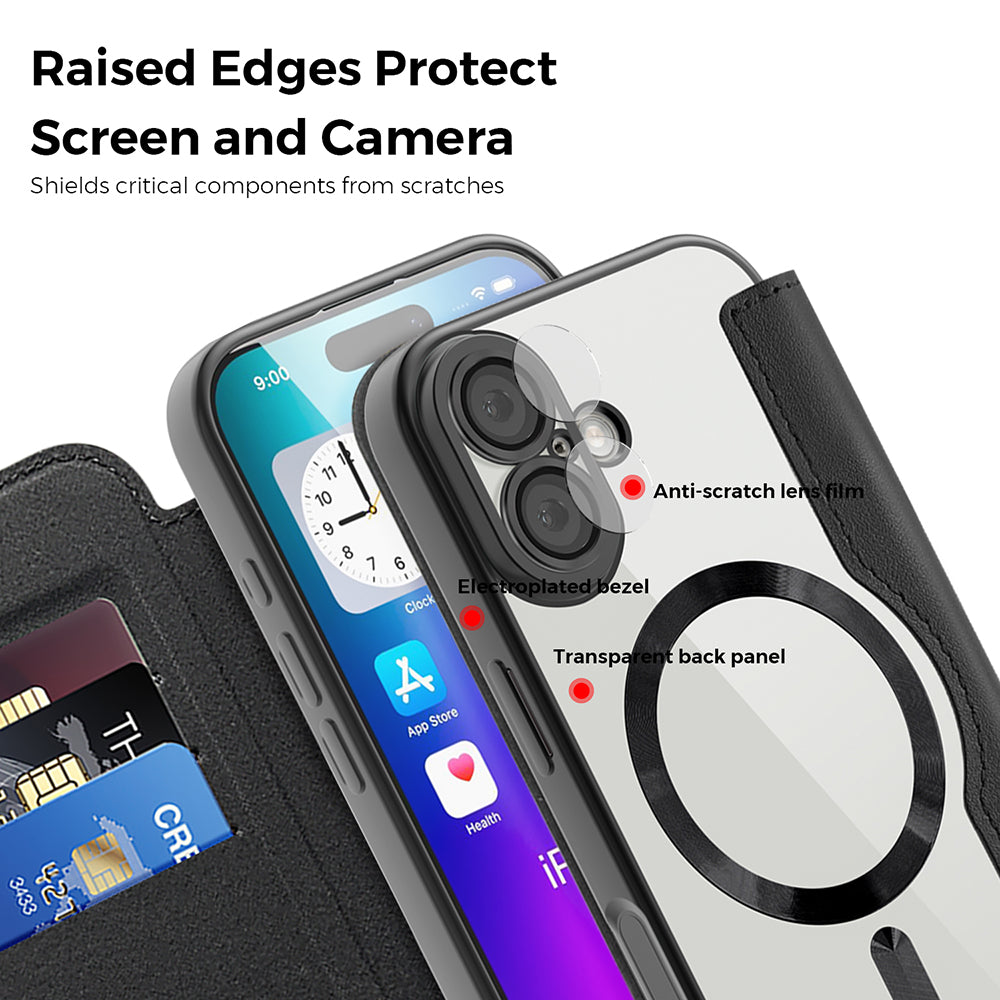 Custodia MagSafe per Apple iPhone 17, Techsuit, SmartMag Book, Blu