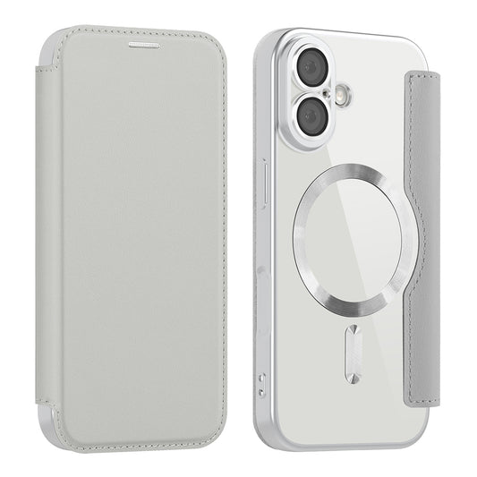 Custodia MagSafe per Apple iPhone 17, Techsuit, SmartMag Book, Grigio