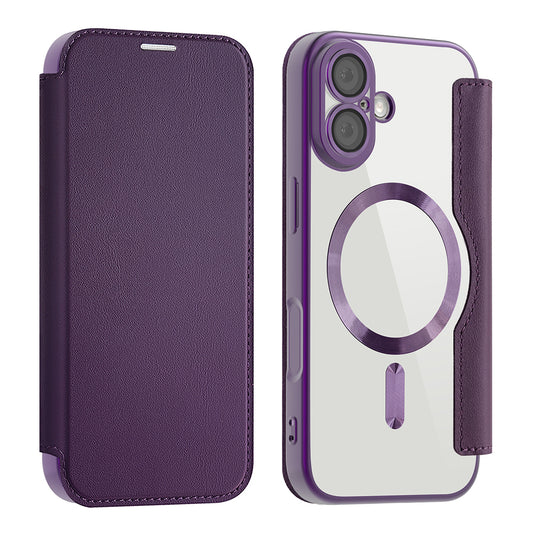 Custodia MagSafe per Apple iPhone 17, Techsuit, SmartMag Book, Viola