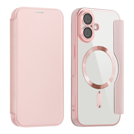 Custodia MagSafe per Apple iPhone 17, Techsuit, SmartMag Book, Rosa