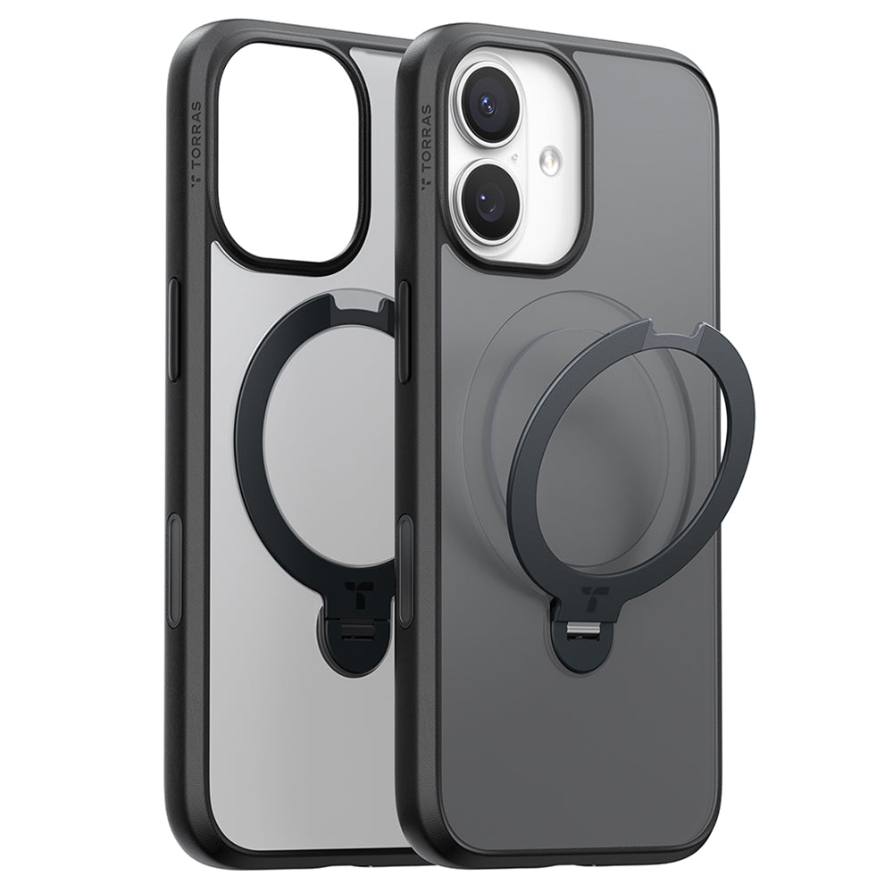 Custodia MagSafe per Apple iPhone 17, Torras, Ostand Spin, Nera