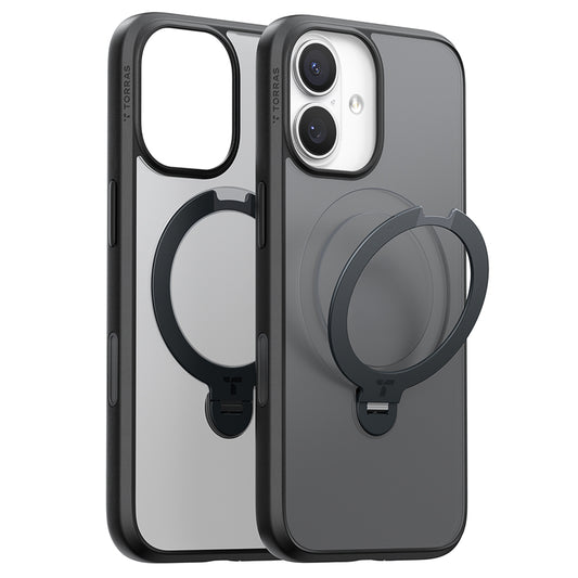 Custodia MagSafe per Apple iPhone 17, Torras, Ostand Spin, Nera