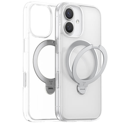 Custodia MagSafe per Apple iPhone 17, Torras, Ostand Spin, Trasparente