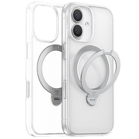 Custodia MagSafe per Apple iPhone 17, Torras, Ostand Spin, Trasparente