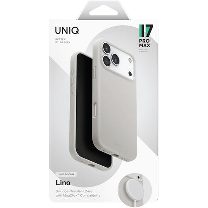 Custodia MagSafe per Apple iPhone 17, UNIQ, Lino MagClick, Grigio
