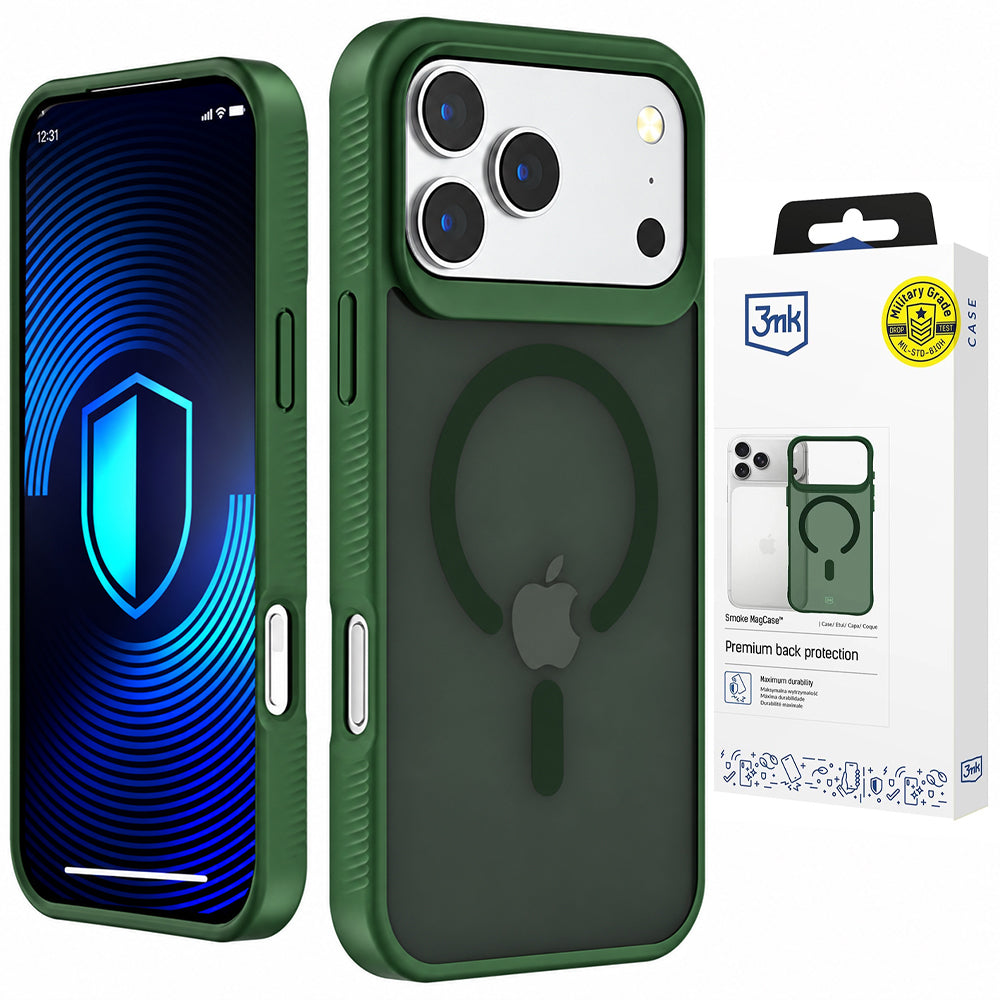 Custodia MagSafe per Apple iPhone 18 Pro / 17 Pro, 3MK, Smoke MagCase, Verde