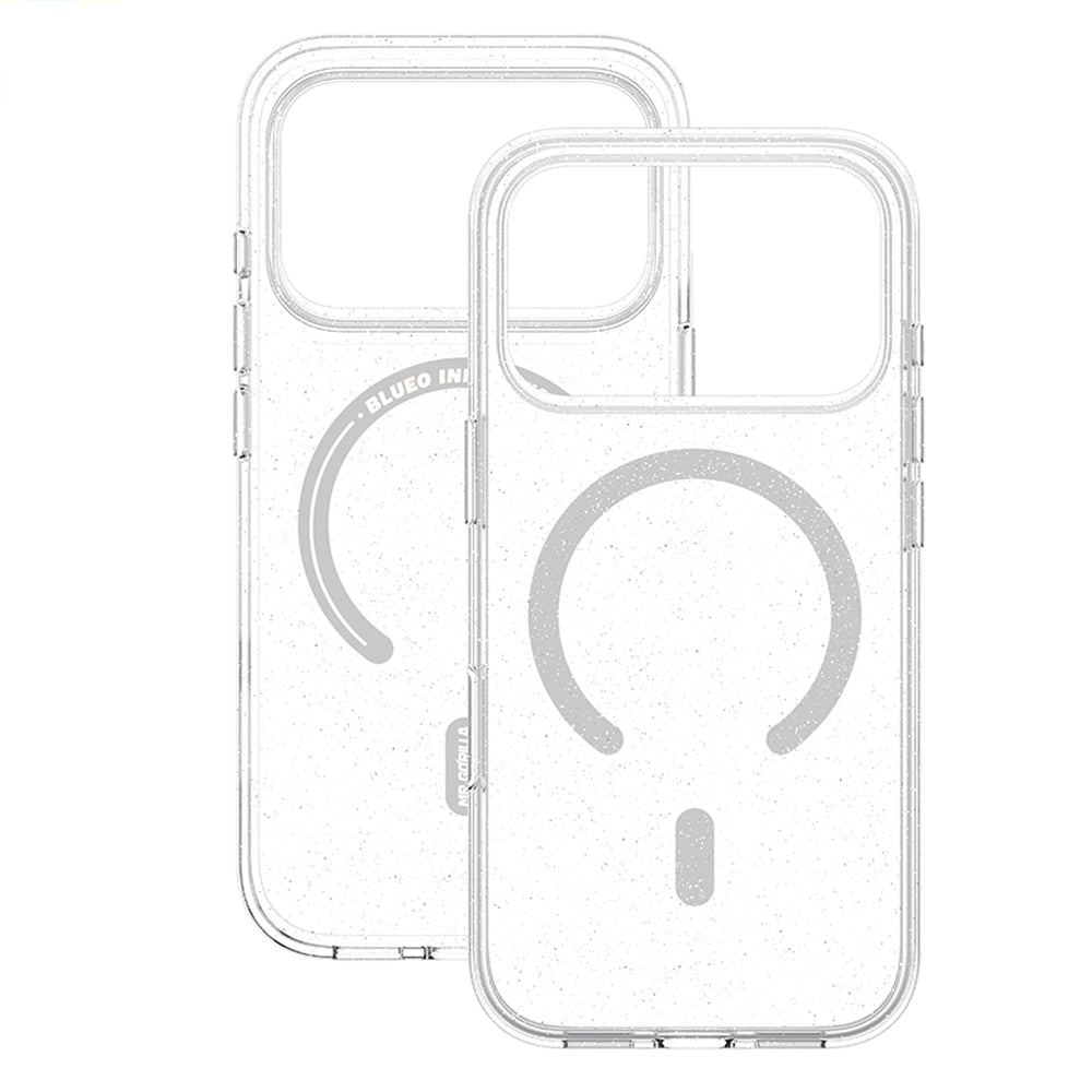 Custodia MagSafe per Apple iPhone 18 Pro / 17 Pro, Blueo, Crystal Pro Anti-Drop Glitter, trasparente