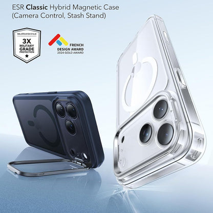 Custodia MagSafe per Apple iPhone 18 Pro / 17 Pro, ESR, Classic Hybrid Kickstand, Blu Satinato
