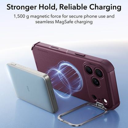 Custodia MagSafe per Apple iPhone 18 Pro / 17 Pro, ESR, Cyber Armor Kickstand, Vinaccia Scuro Satinata