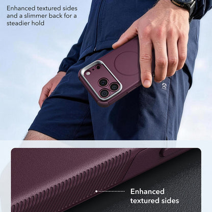 Custodia MagSafe per Apple iPhone 18 Pro / 17 Pro, ESR, Cyber Armor Kickstand, Vinaccia Scuro Satinata