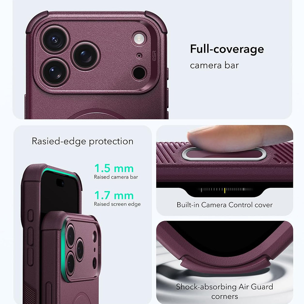 Custodia MagSafe per Apple iPhone 18 Pro / 17 Pro, ESR, Cyber, bordeaux scuro satinato
