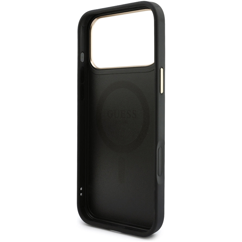 MagSafe Case for Apple iPhone 18 Pro / 17 Pro, Guess, 4G Cardslot & Big Strap, Black