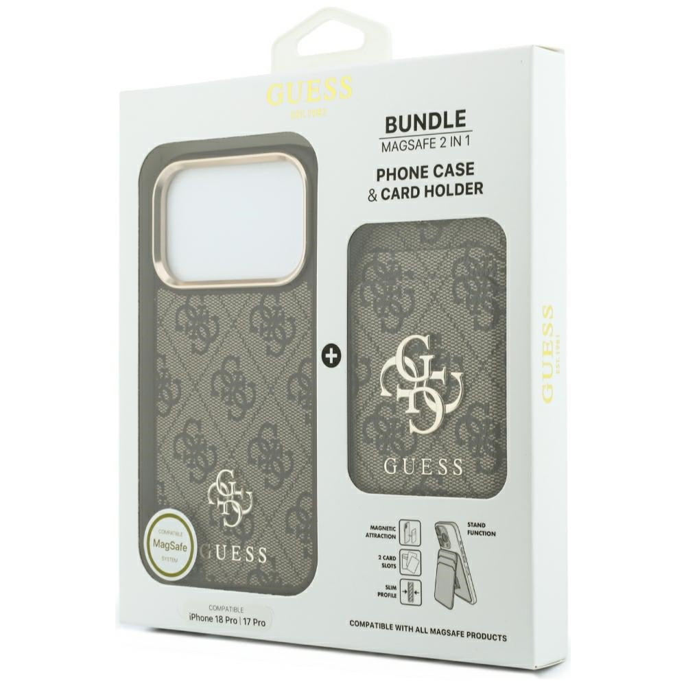 Custodia MagSafe per Apple iPhone 18 Pro / 17 Pro, Guess, 4G Cardslot, Marrone
