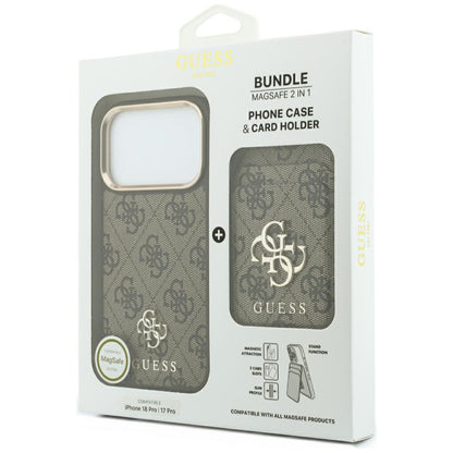 Custodia MagSafe per Apple iPhone 18 Pro / 17 Pro, Guess, 4G Cardslot, Marrone