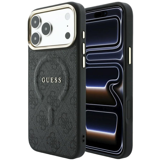 Custodia MagSafe per Apple iPhone 18 Pro / 17 Pro, Guess, 4G Embossed Classic, Nera