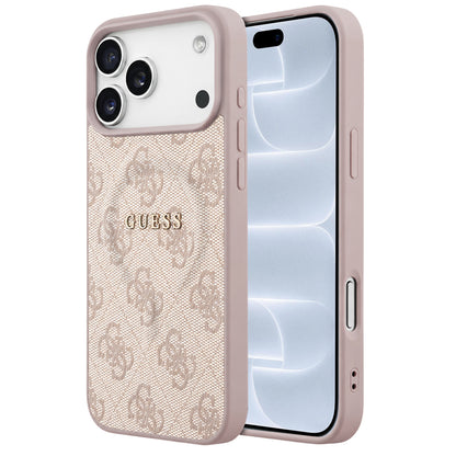 Custodia MagSafe per Apple iPhone 18 Pro / 17 Pro, Guess, 4G Embossed Ring Classic Logo, Rosa
