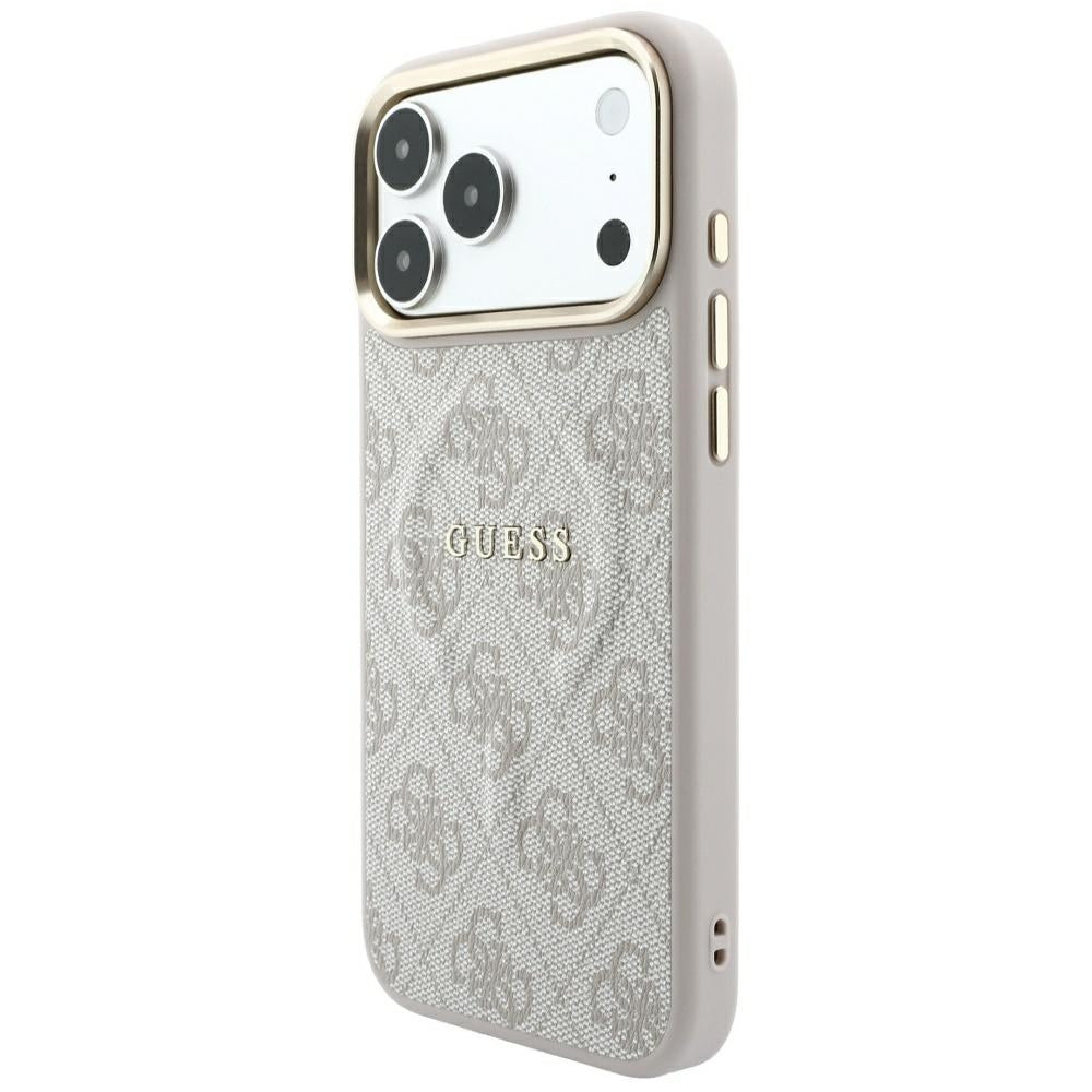 Custodia MagSafe per Apple iPhone 18 Pro / 17 Pro, Guess, 4G Embossed Ring Classic Logo, Rosa