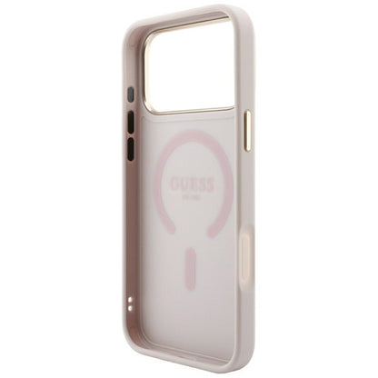 Custodia MagSafe per Apple iPhone 18 Pro / 17 Pro, Guess, 4G Embossed Ring Classic Logo, Rosa