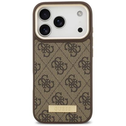 Custodia MagSafe per Apple iPhone 18 Pro / 17 Pro, Guess, 4G Logo Plate, Marrone