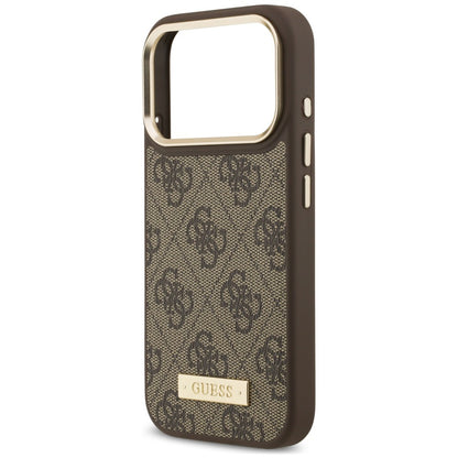 Custodia MagSafe per Apple iPhone 18 Pro / 17 Pro, Guess, 4G Logo Plate, Marrone