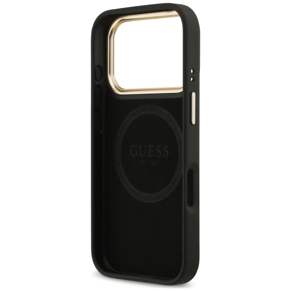 Custodia MagSafe per Apple iPhone 18 Pro / 17 Pro, Guess, 4G Logo Plate, nera