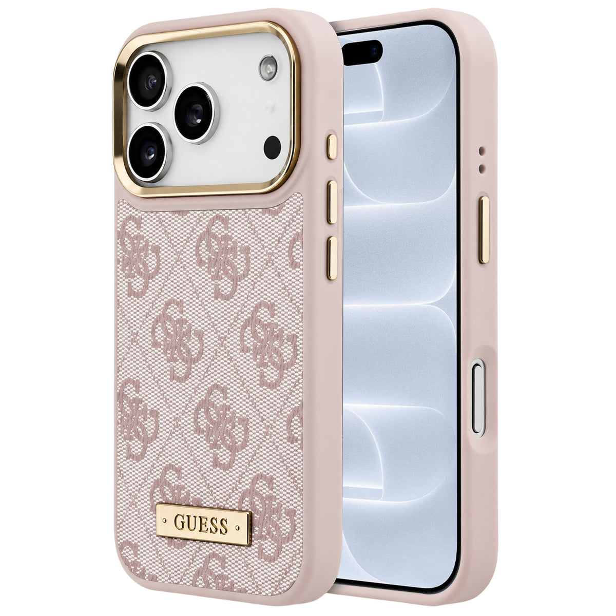 Custodia MagSafe per Apple iPhone 18 Pro / 17 Pro, Guess, 4G Logo Plate, rosa