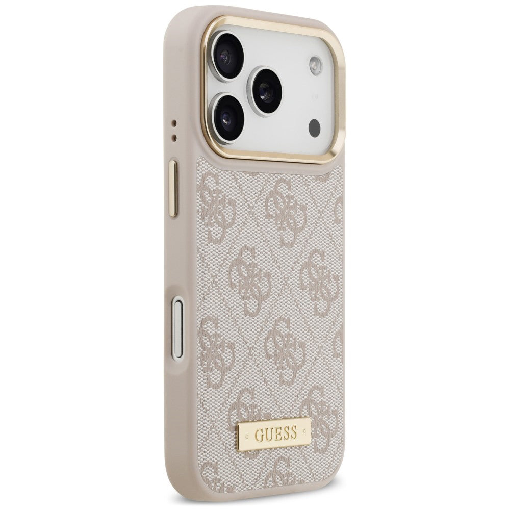 Custodia MagSafe per Apple iPhone 18 Pro / 17 Pro, Guess, 4G Logo Plate, rosa