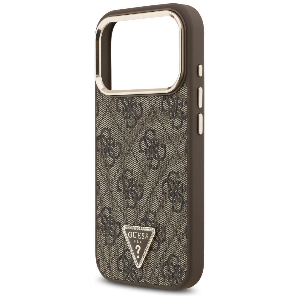 Custodia MagSafe per Apple iPhone 18 Pro / 17 Pro, Guess, Logo Triangolo 4G, Marrone
