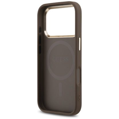 Custodia MagSafe per Apple iPhone 18 Pro / 17 Pro, Guess, Logo Triangolo 4G, Marrone