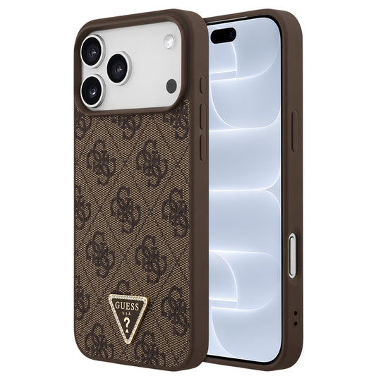 Custodia MagSafe per Apple iPhone 18 Pro / 17 Pro, Guess, 4G Triangle Strass, Marrone