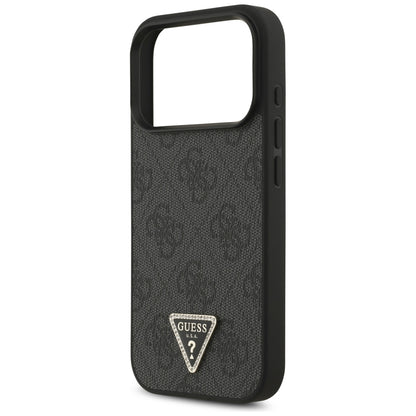 Custodia MagSafe per Apple iPhone 18 Pro / 17 Pro, Guess, 4G Triangle Strass, Nera