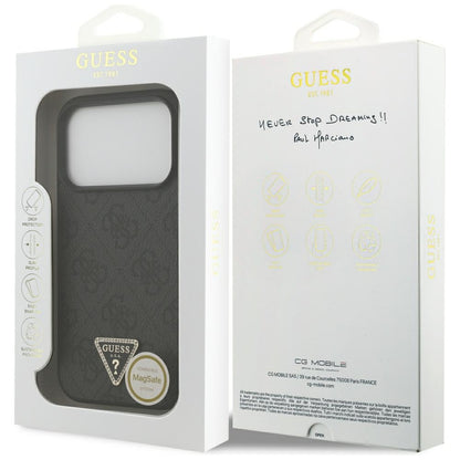 Custodia MagSafe per Apple iPhone 18 Pro / 17 Pro, Guess, 4G Triangle Strass, Nera
