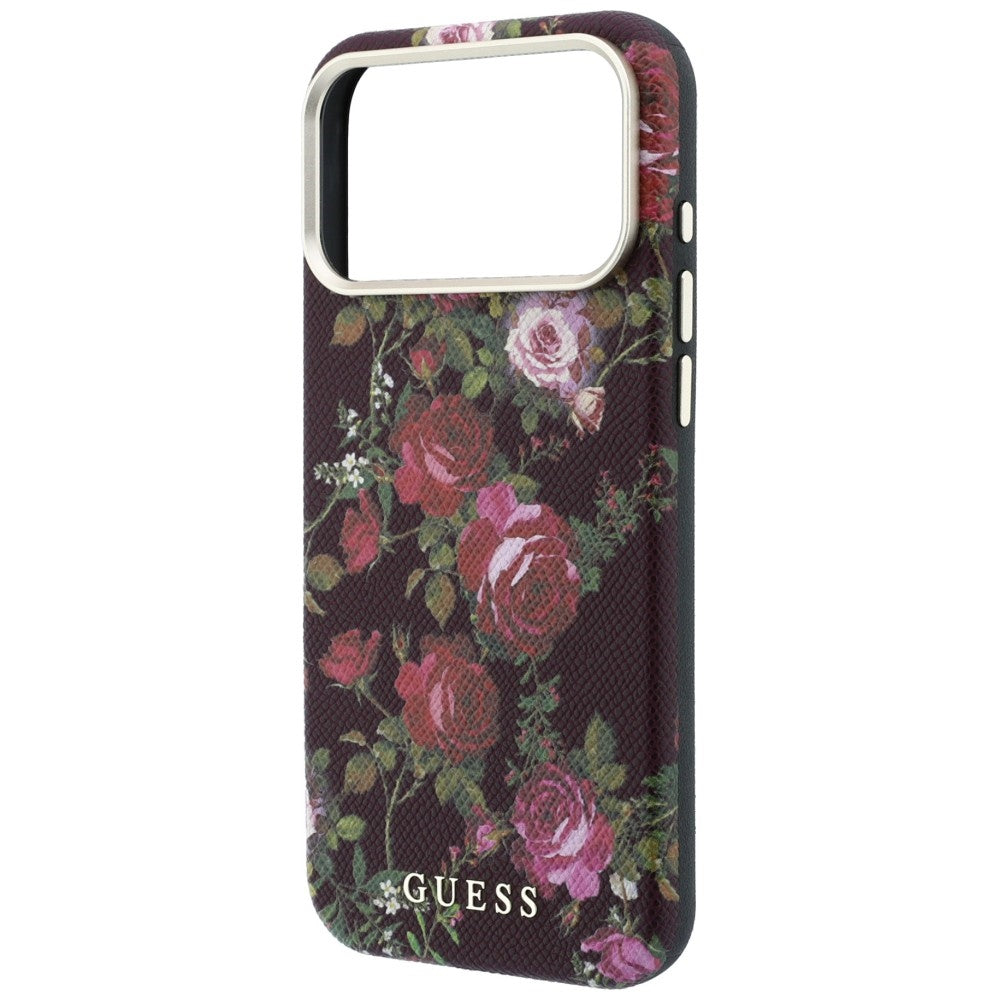 Custodia MagSafe per Apple iPhone 18 Pro / 17 Pro, Guess, Blossom Roses Print, bordeaux
