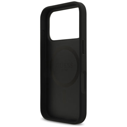 Custodia MagSafe per Apple iPhone 18 Pro / 17 Pro, Guess, Croco Triangle Logo, nera