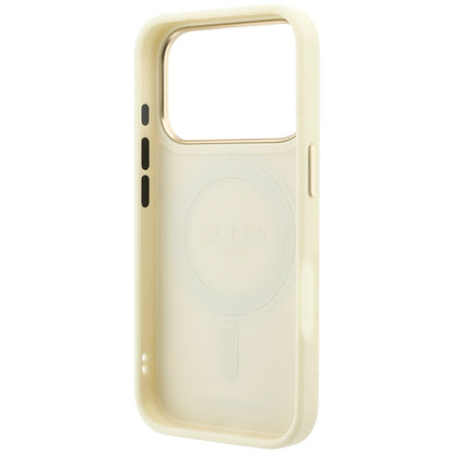 MagSafe Case for Apple iPhone 18 Pro / 17 Pro, Guess, Grained Ring Stand 360 Classic, Beige