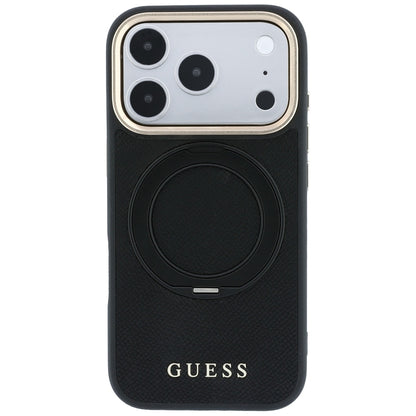 Custodia MagSafe per Apple iPhone 18 Pro / 17 Pro, Guess, Grained Ring Stand 360 Classic, nera