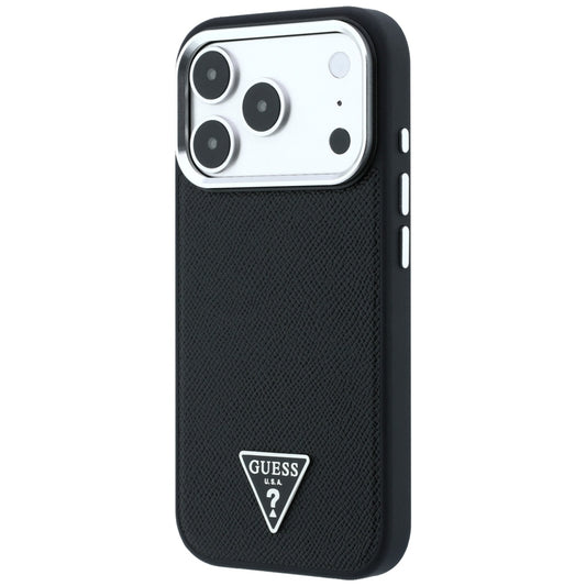 Custodia MagSafe per Apple iPhone 18 Pro / 17 Pro, Guess, Logo Triangolo Granulato, Nera