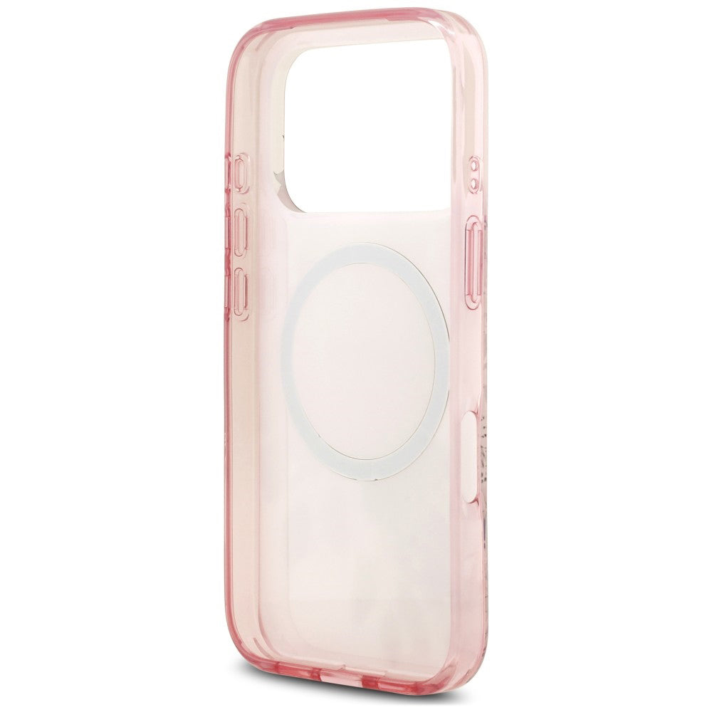 MagSafe Case for Apple iPhone 18 Pro / 17 Pro, Guess, IML Flower & Tonal Circle, Pink