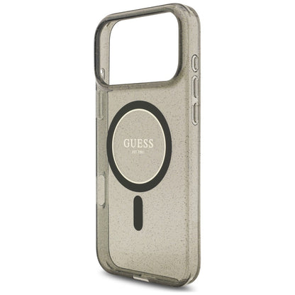 Custodia MagSafe per Apple iPhone 18 Pro / 17 Pro, Guess, IML Glitter with Pearl Strap, nera